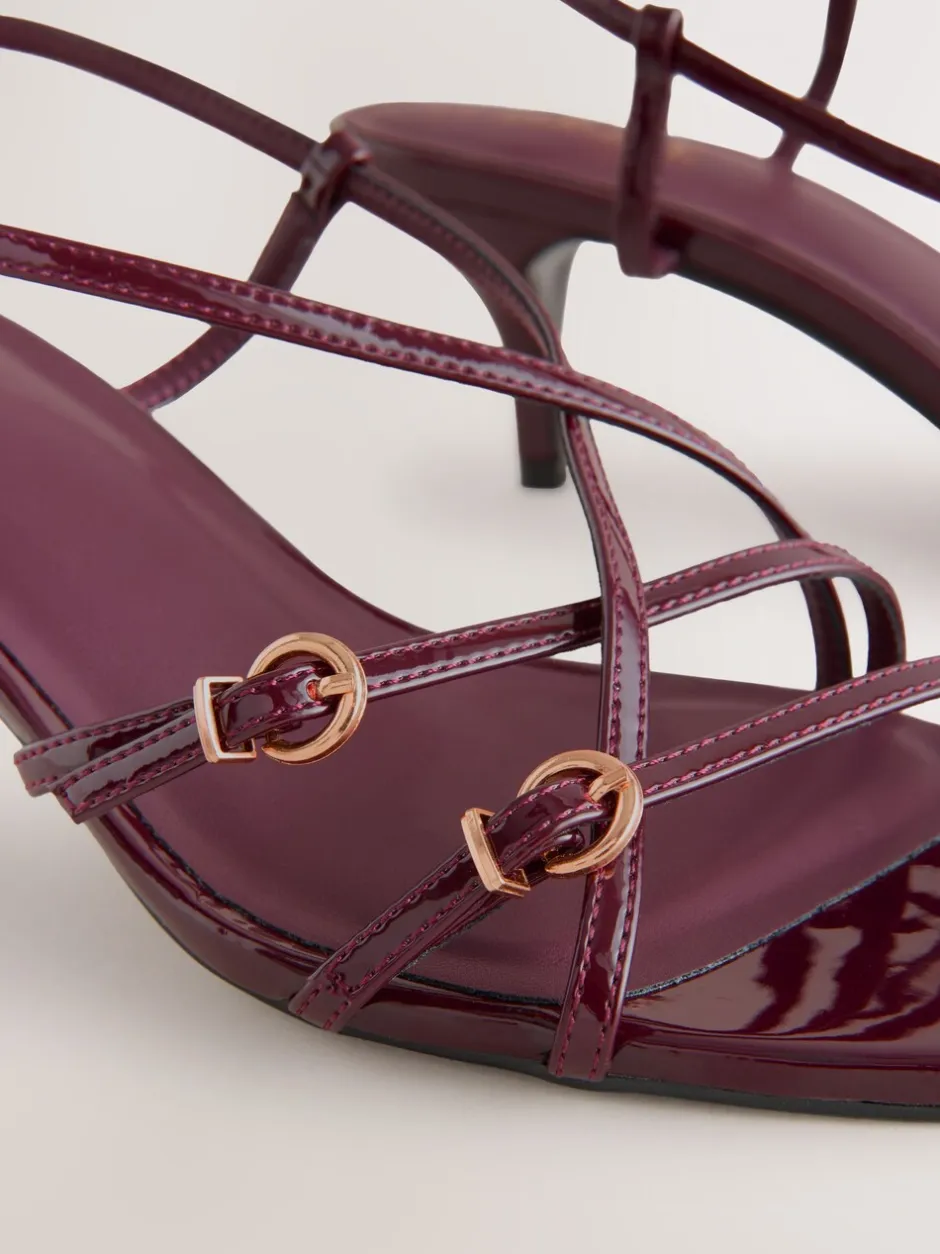 Schoenen Met Hakken|Next - Forever Comfort® Multi Buckle Strappy Kitten Heels Bordeauxrood