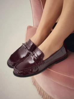 Lage Schoenen*Next - Forever Comfort® Bow Detail Ruched Toe Loafers Bordeauxrood