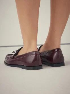Lage Schoenen*Next - Forever Comfort® Bow Detail Ruched Toe Loafers Bordeauxrood