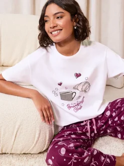 Pyjama's|Loungewear*Friends Like These Bordeauxrood - Breakfast Club Short Sleeve Pyjamas