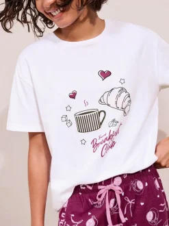 Pyjama's|Loungewear*Friends Like These Bordeauxrood - Breakfast Club Short Sleeve Pyjamas