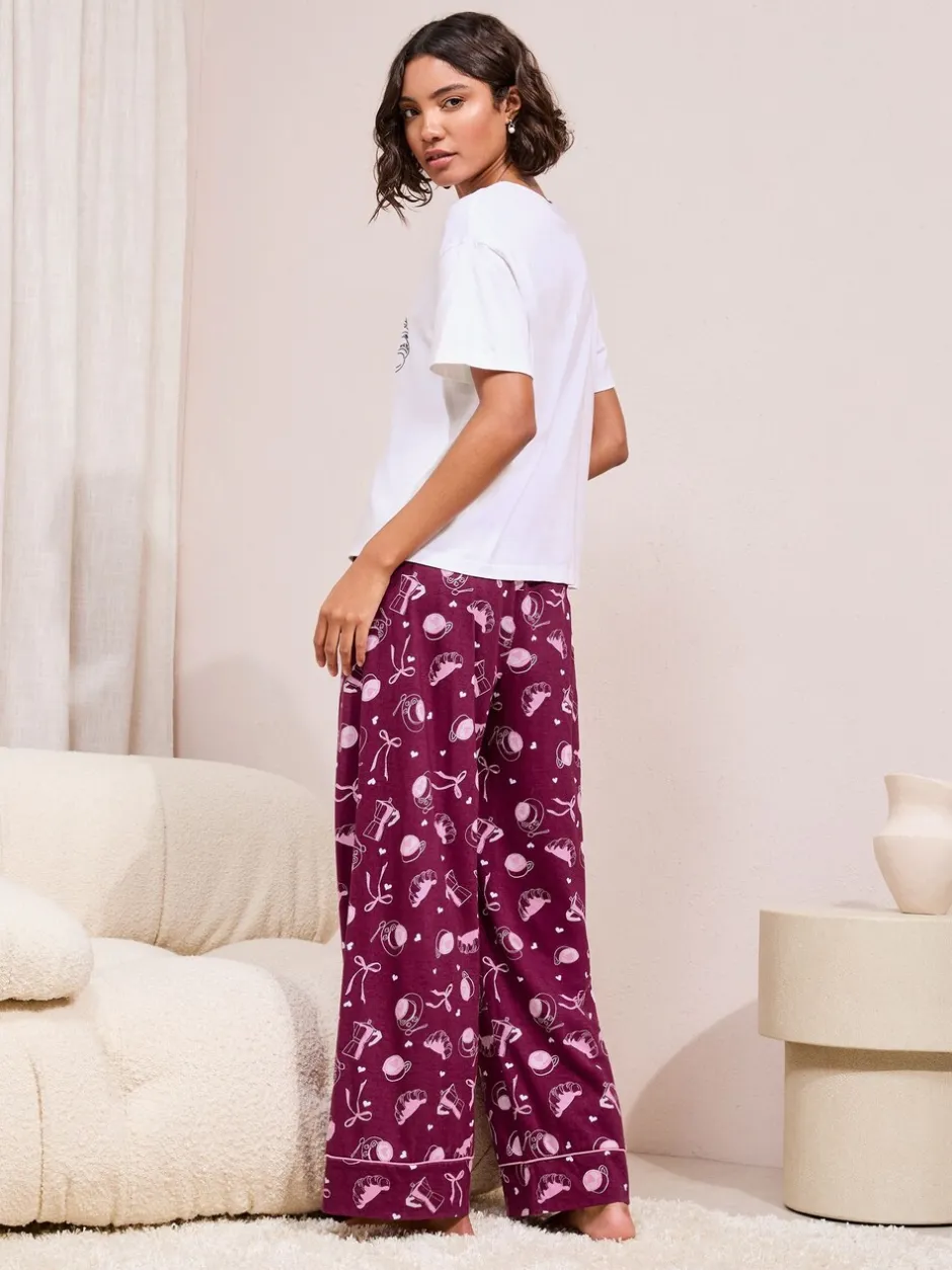 Pyjama's|Loungewear*Friends Like These Bordeauxrood - Breakfast Club Short Sleeve Pyjamas