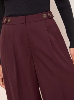 Kostuums En Werkkleding|Broeken*Friends Like These - Adjustable Waist Premium Wide Leg Trousers Bordeauxrood
