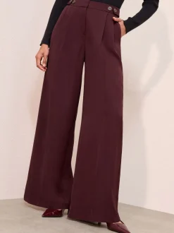 Kostuums En Werkkleding|Broeken*Friends Like These - Adjustable Waist Premium Wide Leg Trousers Bordeauxrood