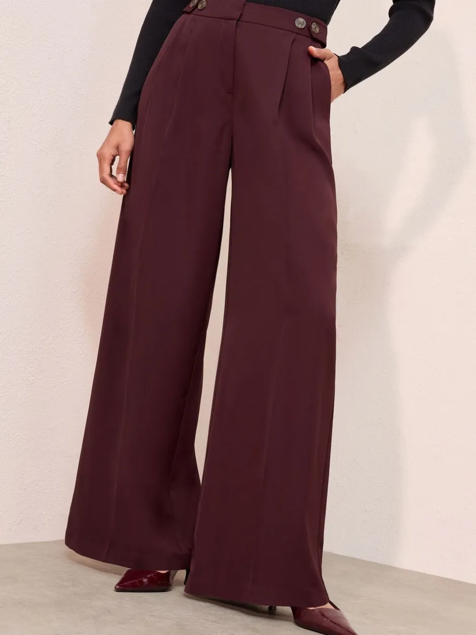 Kostuums En Werkkleding|Broeken*Friends Like These - Adjustable Waist Premium Wide Leg Trousers Bordeauxrood
