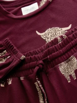 Pyjama's|Loungewear*Next - Hamish The Highland Cow Behaaglijke Pyjama's met Lange mouwen Bordeauxrood