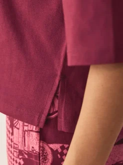 Loungewear|Alle Nacht- En Loungekleding|Next Bordeauxrood - Katoenen pyjama met korte mouw