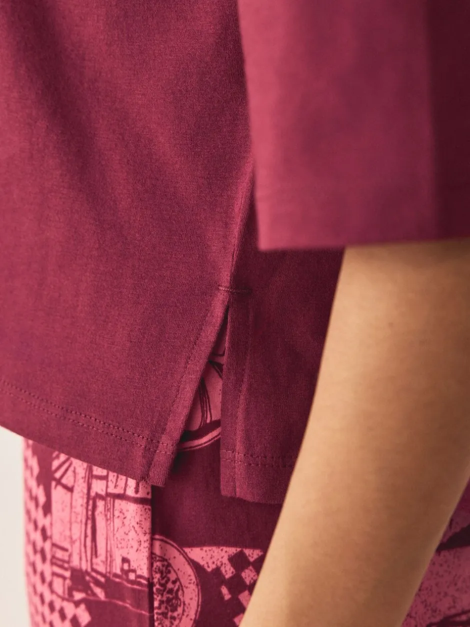Loungewear|Alle Nacht- En Loungekleding|Next Bordeauxrood - Katoenen pyjama met korte mouw