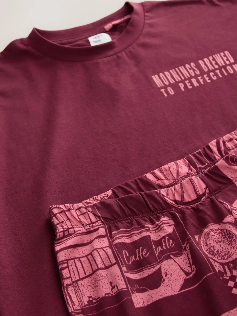 Loungewear|Alle Nacht- En Loungekleding|Next Bordeauxrood - Katoenen pyjama met korte mouw