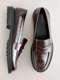 Lage Schoenen|Next - Lakleren stevige instappers Bordeauxrood
