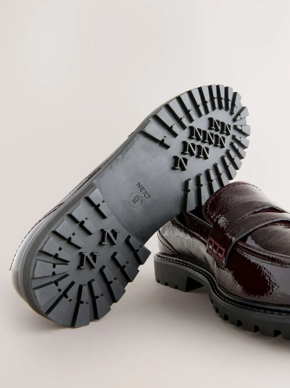 Lage Schoenen|Next - Lakleren stevige instappers Bordeauxrood