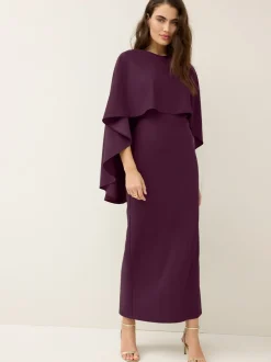 Gelegenheidskleding|Jurken*Next Bordeauxrood - Lange jurk met cape