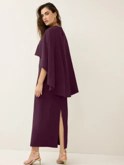 Gelegenheidskleding|Jurken*Next Bordeauxrood - Lange jurk met cape