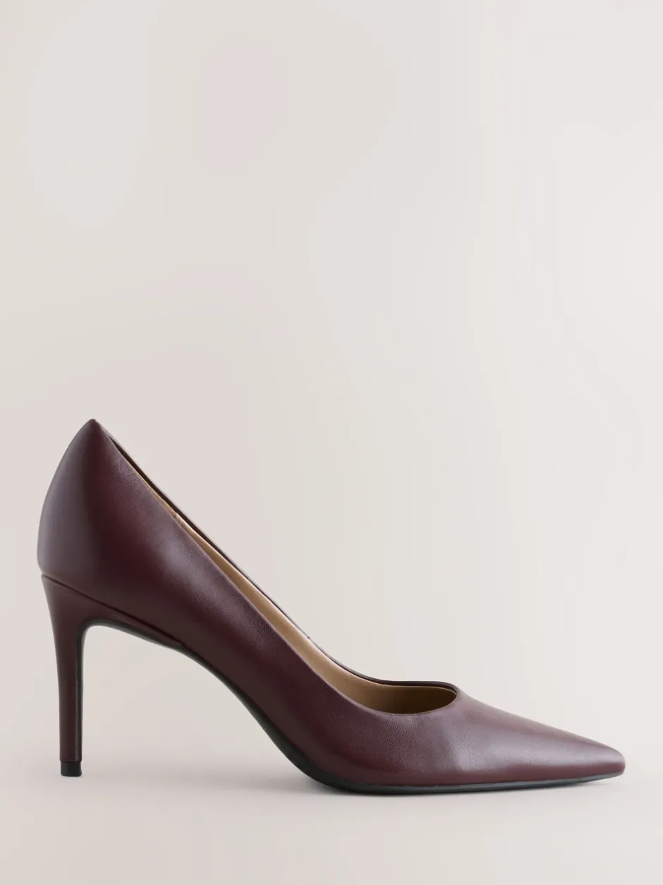 Schoenen Met Hakken|Next - Leren mid-court pumps Bordeauxrood