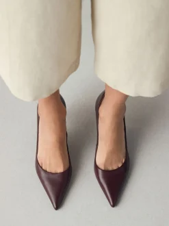 Schoenen Met Hakken|Next - Leren mid-court pumps Bordeauxrood