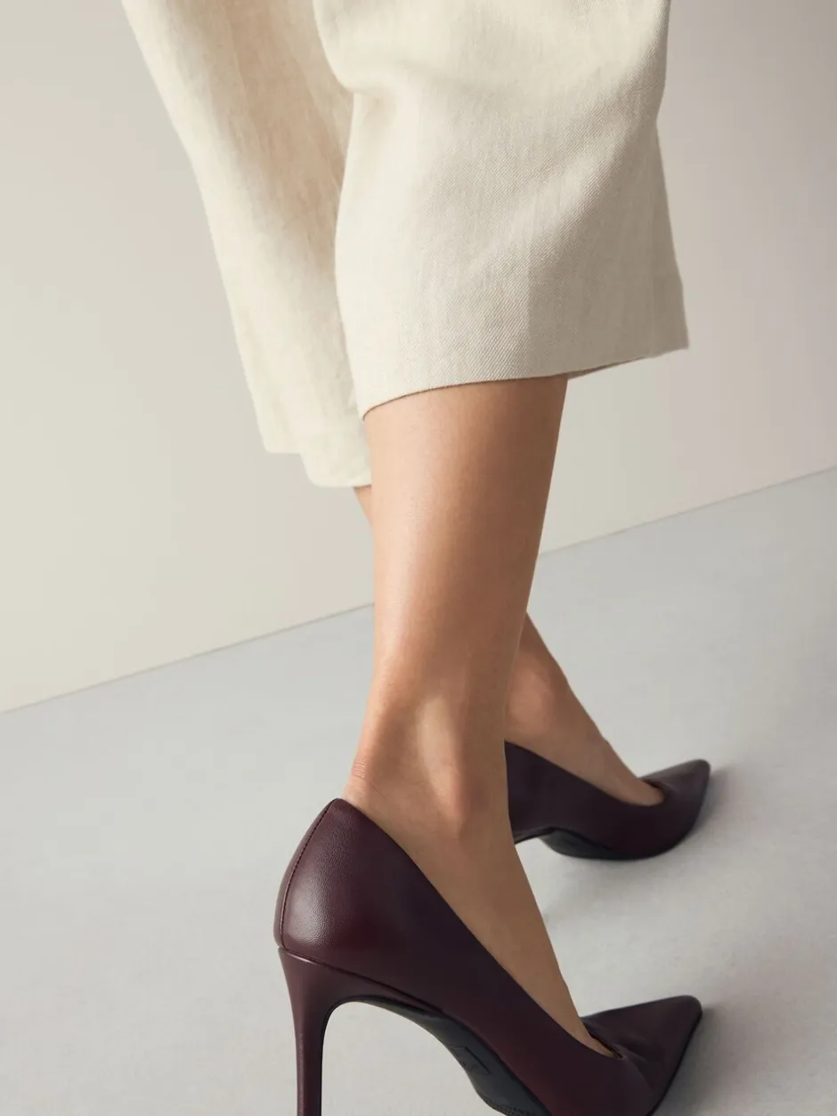 Schoenen Met Hakken|Next - Leren mid-court pumps Bordeauxrood
