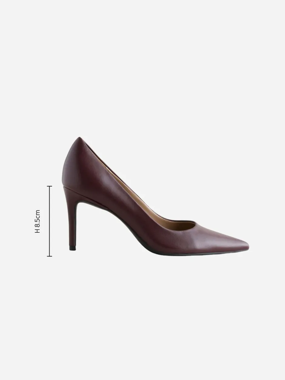 Schoenen Met Hakken|Next - Leren mid-court pumps Bordeauxrood