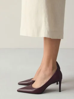 Schoenen Met Hakken|Next - Leren mid-court pumps Bordeauxrood