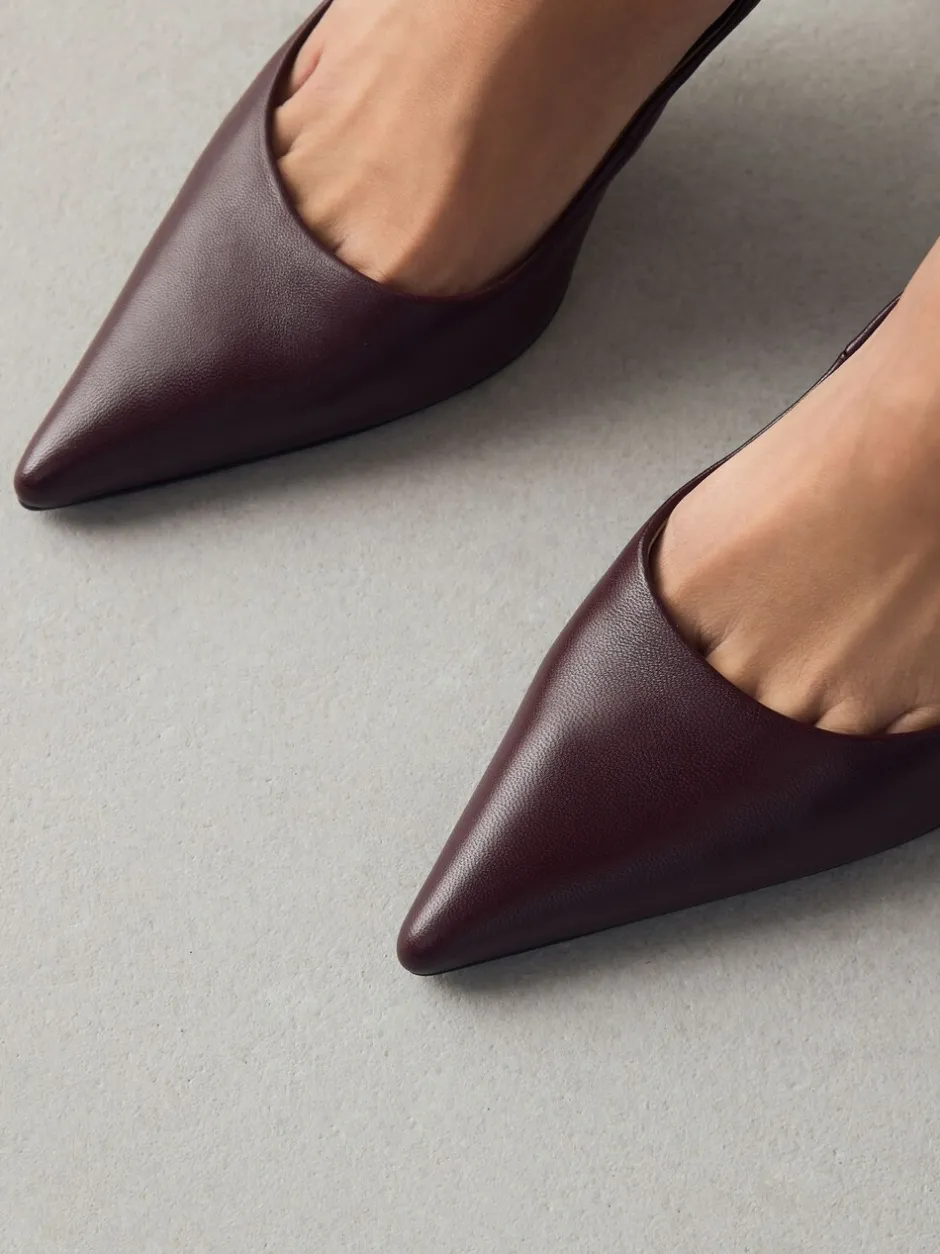 Schoenen Met Hakken|Next - Leren mid-court pumps Bordeauxrood