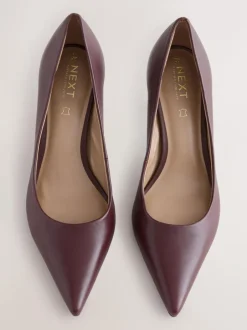 Schoenen Met Hakken|Next - Leren mid-court pumps Bordeauxrood