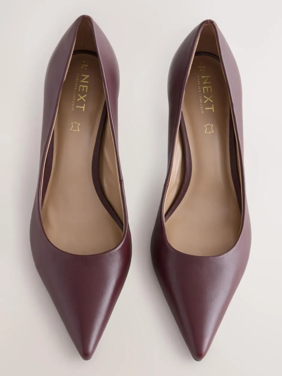 Schoenen Met Hakken|Next - Leren mid-court pumps Bordeauxrood