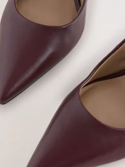 Schoenen Met Hakken|Next - Leren mid-court pumps Bordeauxrood