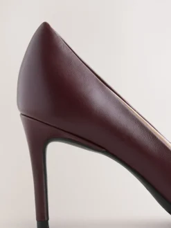 Schoenen Met Hakken|Next - Leren mid-court pumps Bordeauxrood