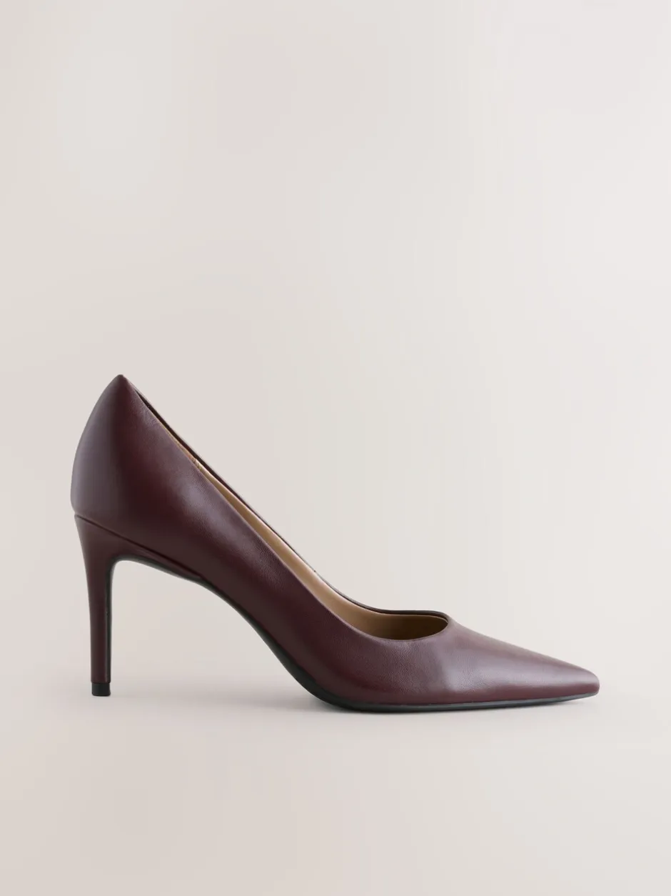 Ruimvallend En Extraruimvallend|Schoenen Met Hakken|Next Bordeauxrood - Leren mid-court pumps