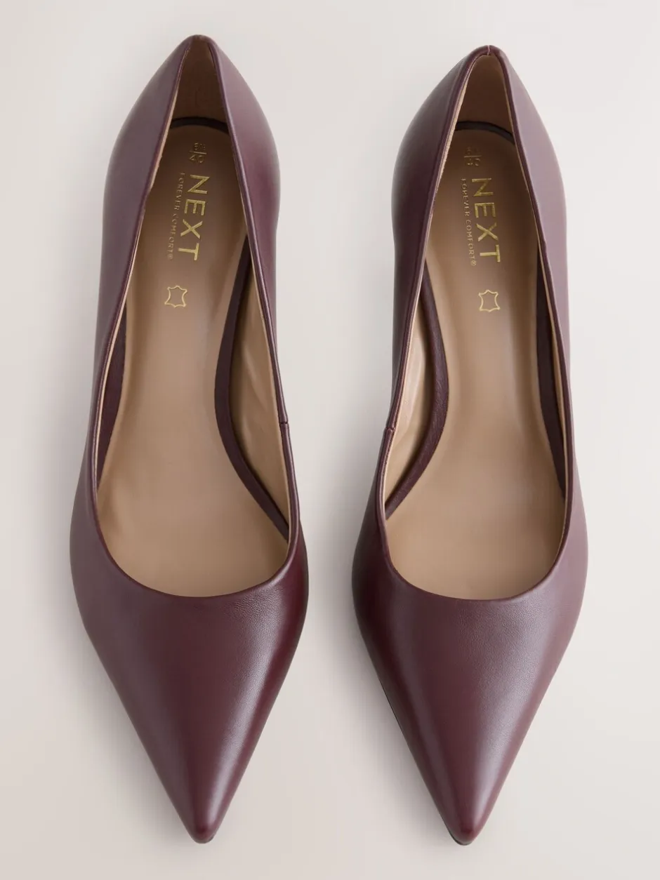 Ruimvallend En Extraruimvallend|Schoenen Met Hakken|Next Bordeauxrood - Leren mid-court pumps