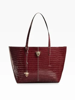 Tassen En Portemonnees*Lipsy - Croc Effect Shopper Tote Bag Bordeauxrood