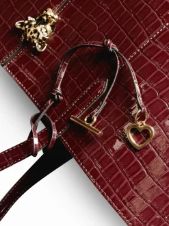Tassen En Portemonnees*Lipsy - Croc Effect Shopper Tote Bag Bordeauxrood