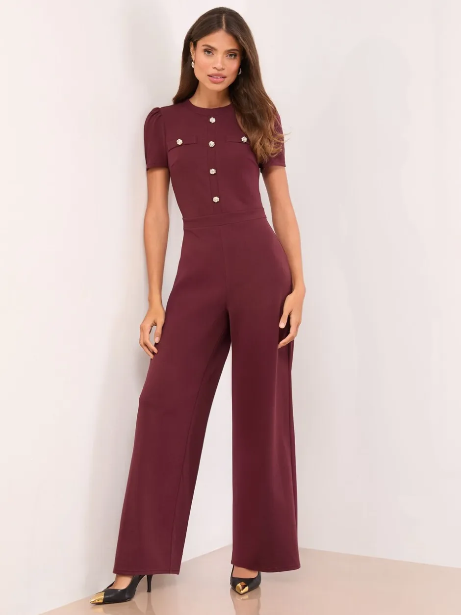 Jumpsuits En Playsuits|Lipsy - Military Buttoned Jumpsuit Bordeauxrood