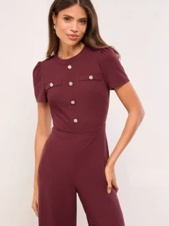 Jumpsuits En Playsuits|Lipsy - Military Buttoned Jumpsuit Bordeauxrood