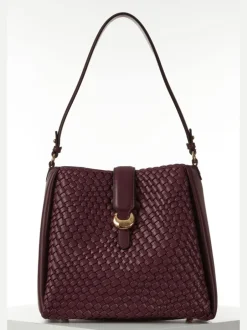 Tassen En Portemonnees*Luella Grey - Taupe Flora Weave Hobo Bag Bordeauxrood