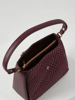 Tassen En Portemonnees*Luella Grey - Taupe Flora Weave Hobo Bag Bordeauxrood