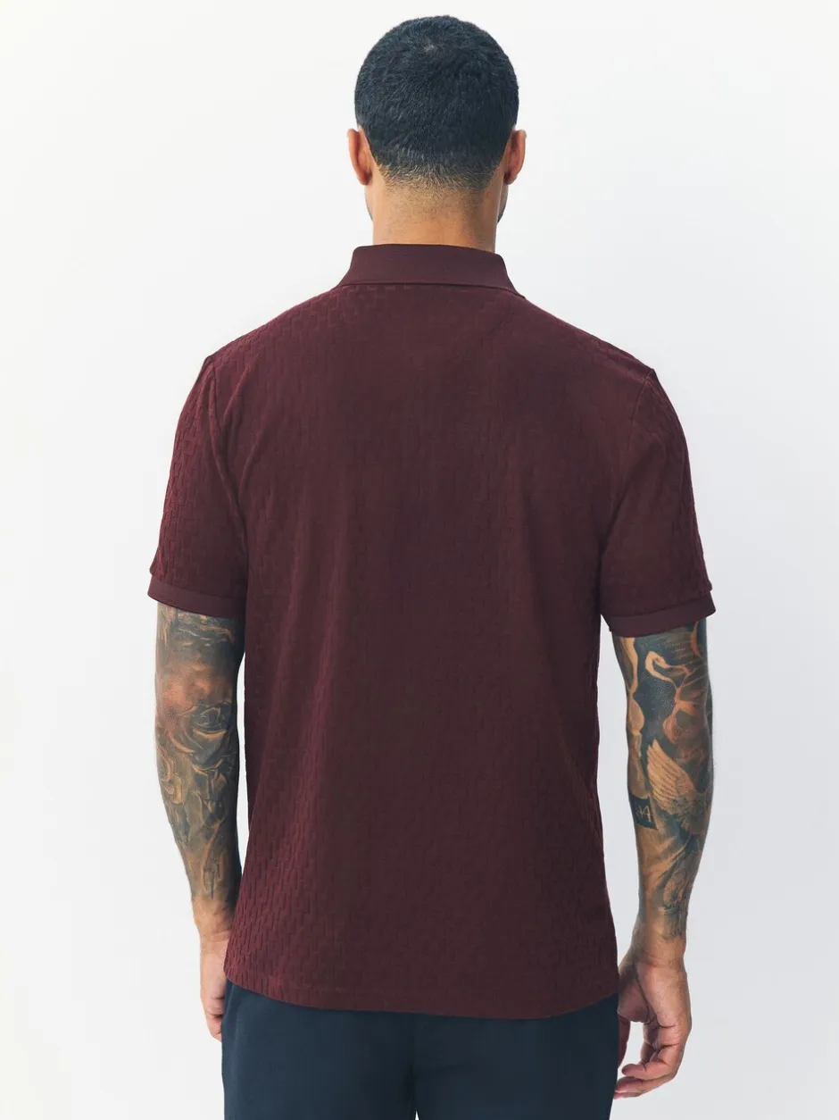 Poloshirts|T-Shirts En Hemden|Next Bordeauxrood - Normale Pasvorm - Net jacquard poloshirt