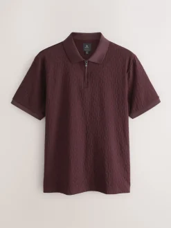 Poloshirts|T-Shirts En Hemden|Next Bordeauxrood - Normale Pasvorm - Net jacquard poloshirt