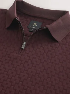 Poloshirts|T-Shirts En Hemden|Next Bordeauxrood - Normale Pasvorm - Net jacquard poloshirt