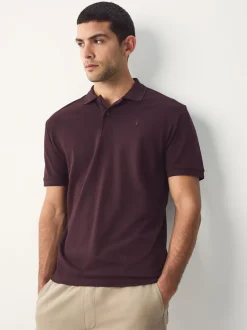 Poloshirts|T-Shirts En Hemden*Next Bordeauxrood - Normale Pasvorm - Piqué poloshirt met korte mouwen