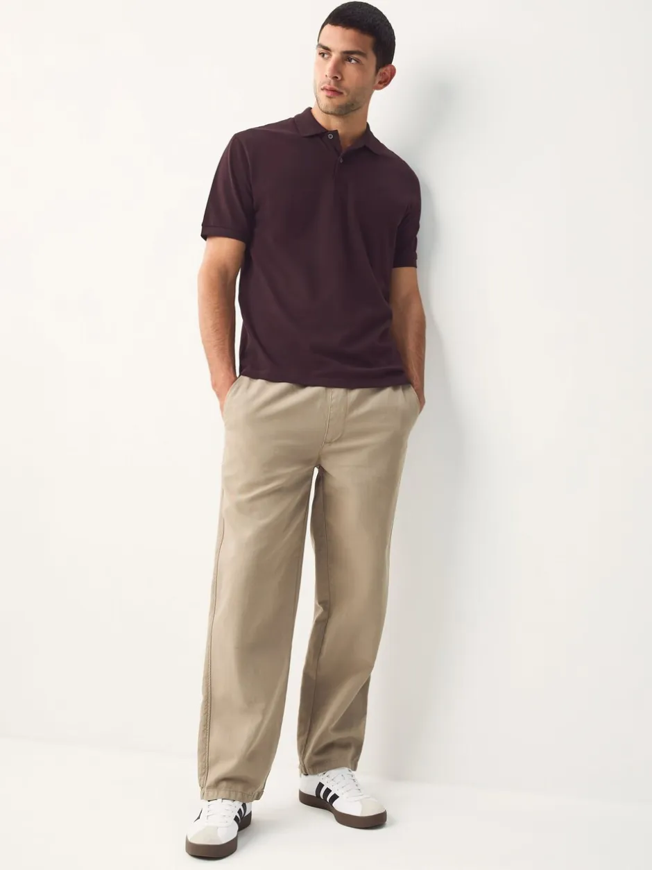 Poloshirts|T-Shirts En Hemden*Next Bordeauxrood - Normale Pasvorm - Piqué poloshirt met korte mouwen