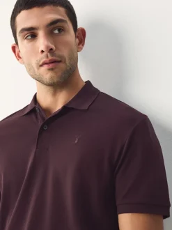 Poloshirts|T-Shirts En Hemden*Next Bordeauxrood - Normale Pasvorm - Piqué poloshirt met korte mouwen