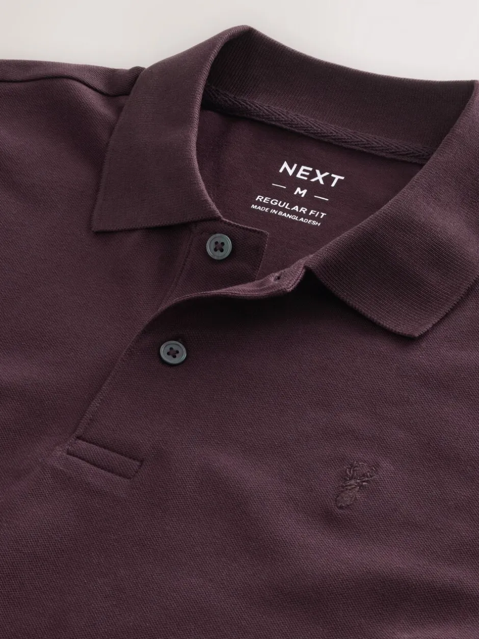 Poloshirts|T-Shirts En Hemden*Next Bordeauxrood - Normale Pasvorm - Piqué poloshirt met korte mouwen