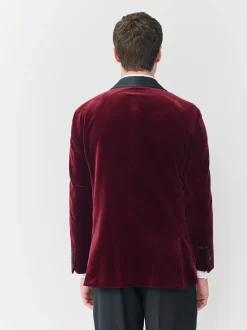 Smokings En Feestkleding|Blazers En Business-Jasjes*Next - Normale Pasvorm - Signature Pontoglio Italiaanse fluwelen blazer met sjaalkraag Bordeauxrood