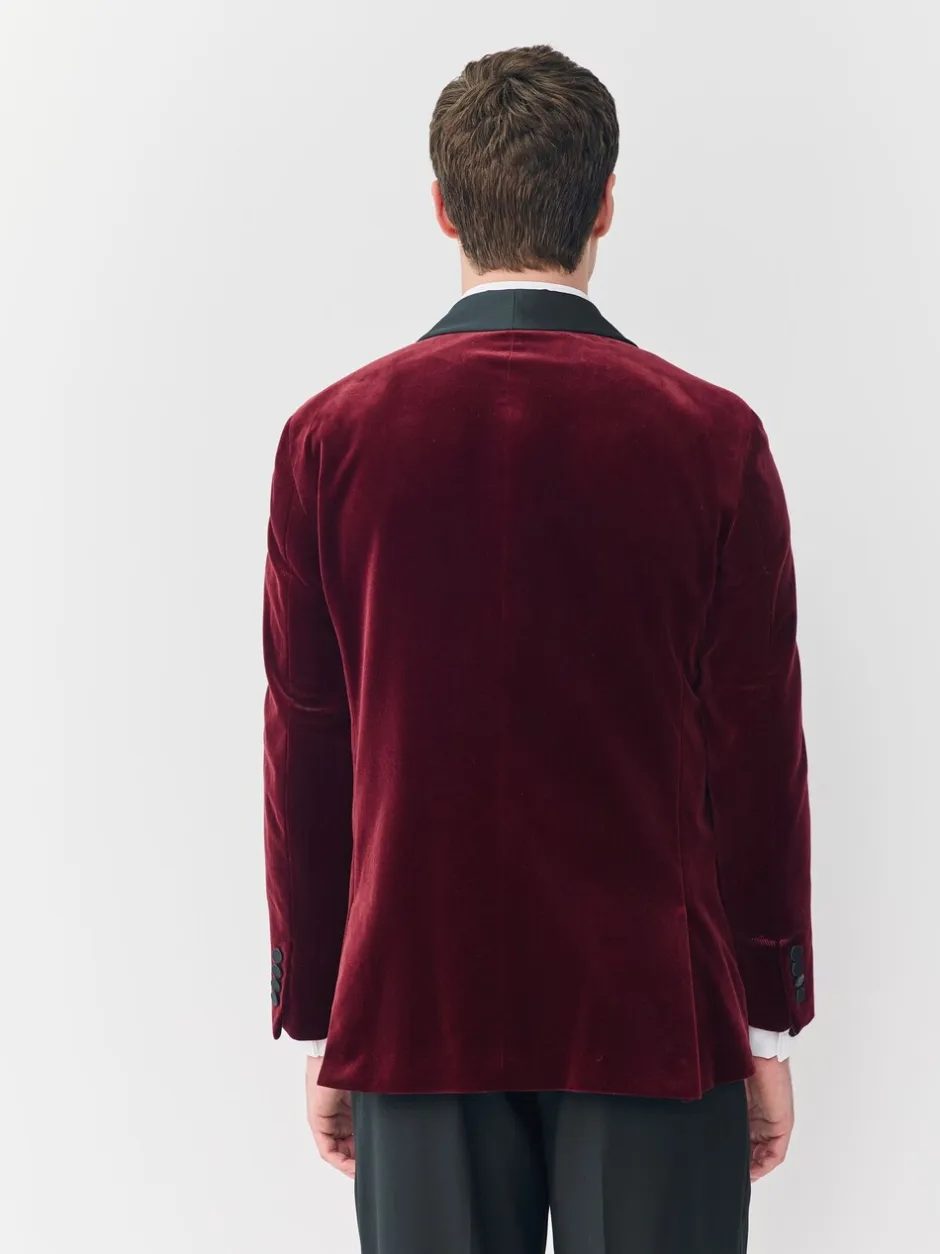 Smokings En Feestkleding|Blazers En Business-Jasjes*Next - Normale Pasvorm - Signature Pontoglio Italiaanse fluwelen blazer met sjaalkraag Bordeauxrood