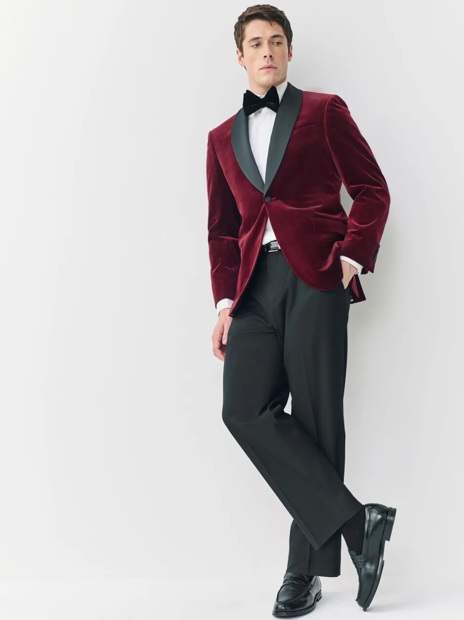 Smokings En Feestkleding|Blazers En Business-Jasjes*Next - Normale Pasvorm - Signature Pontoglio Italiaanse fluwelen blazer met sjaalkraag Bordeauxrood