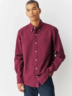 Formele Overhemden|Shirts|Next Bordeauxrood - Normale Pasvorm - Oxford-hemd met lange mouwen