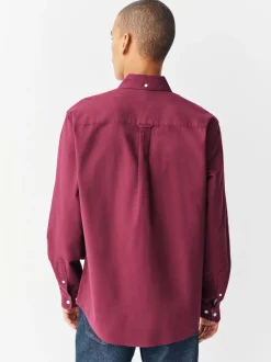 Formele Overhemden|Shirts|Next Bordeauxrood - Normale Pasvorm - Oxford-hemd met lange mouwen