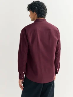 Formele Overhemden|Shirts|Next Bordeauxrood - Oxford-stretchoverhemd met lange mouwen