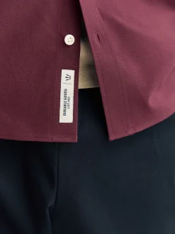 Formele Overhemden|Shirts|Next Bordeauxrood - Oxford-stretchoverhemd met lange mouwen