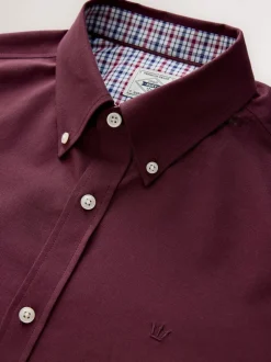 Formele Overhemden|Shirts|Next Bordeauxrood - Oxford-stretchoverhemd met lange mouwen